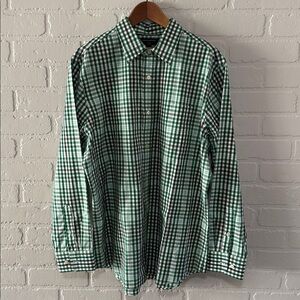 Banana Republic Green and Black Checkered Men's Shirt